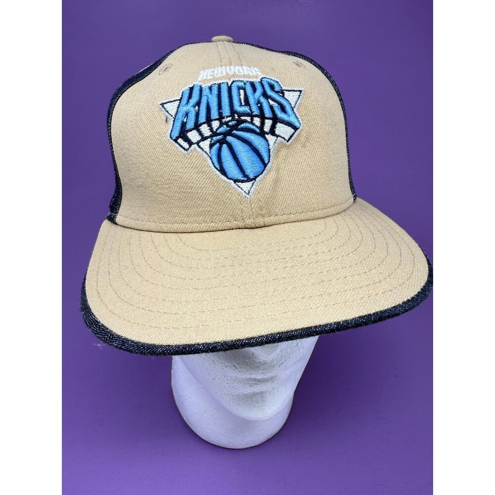 New York Knicks Hat Cap Fitted Mens 7 Tan NBA Basketball New Era